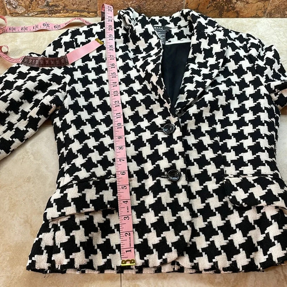 George by Mark Eisen Women’s Blazer Button Closure Collared Houndstooth Size 4 - Picture 6 of 10